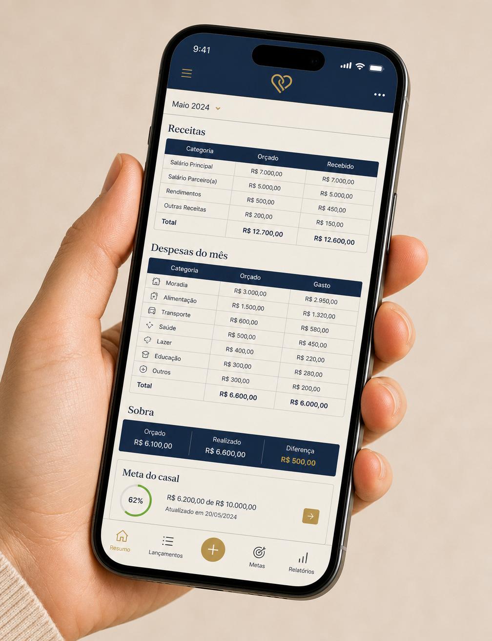 Diagnóstico Financeiro para Casais no celular